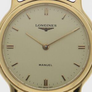 LONGINES Watches External belt Gold Plated/leather Hand Winding